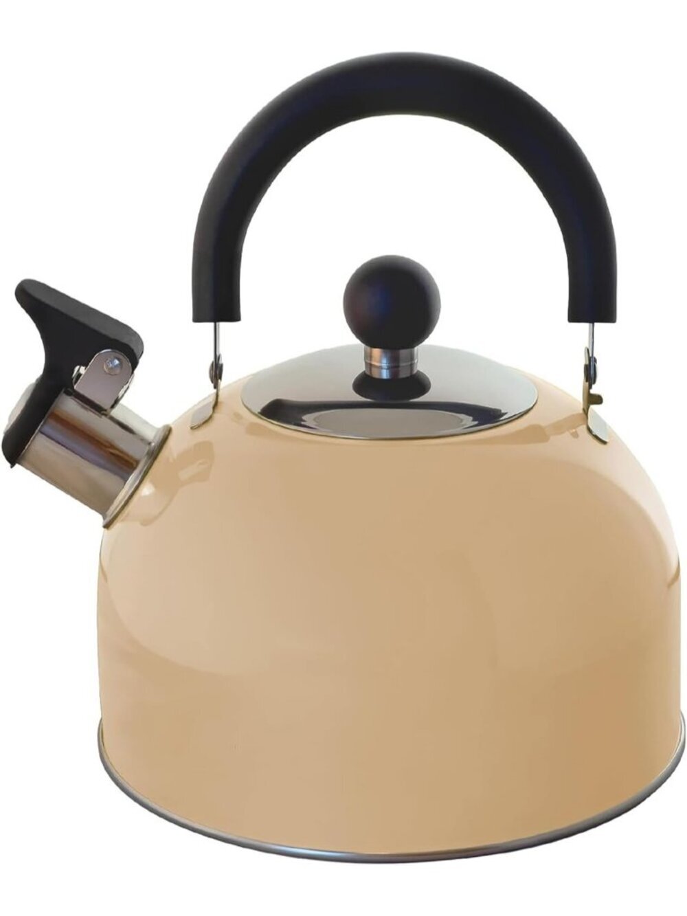 Pastel Cream Kitchen Whistling Tea Kettle 2 QT Stainless Steel Stovetop Teapot